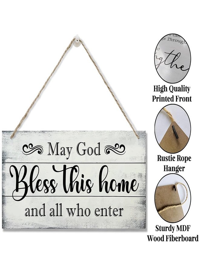 EDCTO May God Bless This Home Decor Sign, Printed Wood Wall Art Sign, God Bless Sign, Home Signs Decor, Hanging Wood Sign Home Decor, Rustic Farmhouse Wood Sign Decor Wall Art, Christian Gifts 12x6 in - Image 4